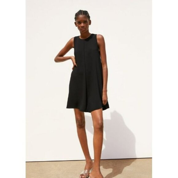 Zara Little Black Swing Dress Short Sleeve Flowy Size Small - Picture 1 of 13